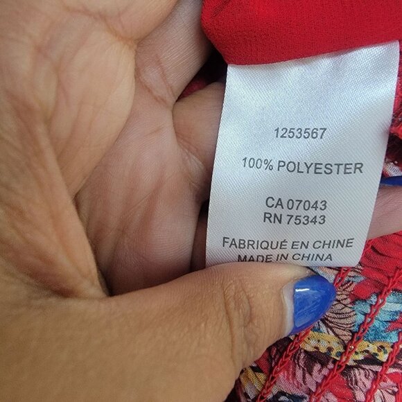 ❤️❤️❤️ Rachel Roy Crop Top Women Size S V-Neck Red leaves tropical print lined - Picture 6 of 6